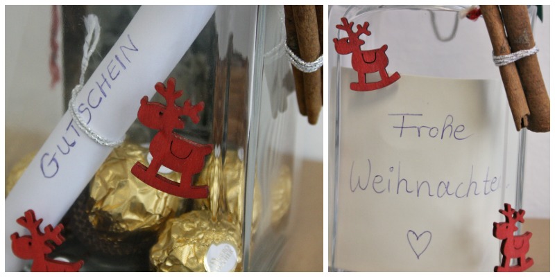 Einmachglas als Verpackung für Gutschein zu Weihnachten